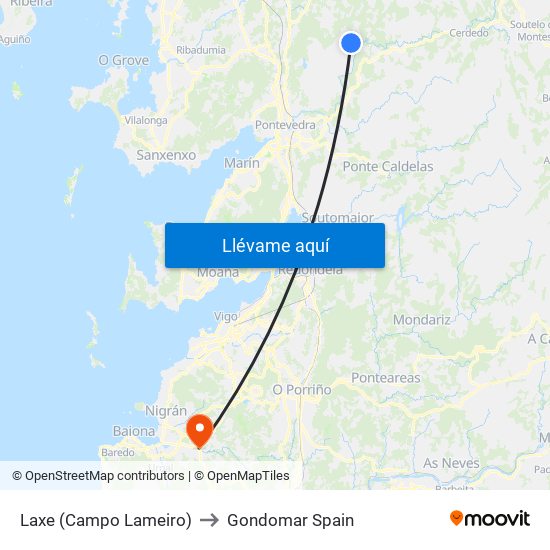 Laxe (Campo Lameiro) to Gondomar Spain map