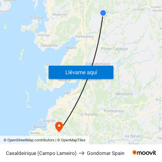 Casaldeirique (Campo Lameiro) to Gondomar Spain map