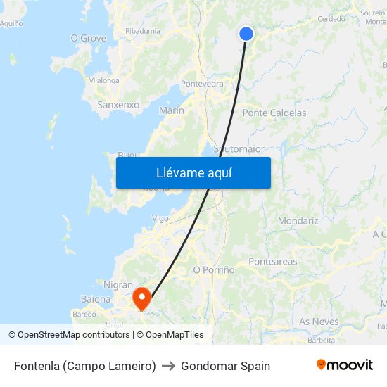 Fontenla (Campo Lameiro) to Gondomar Spain map