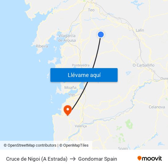 Cruce de Nigoi (A Estrada) to Gondomar Spain map