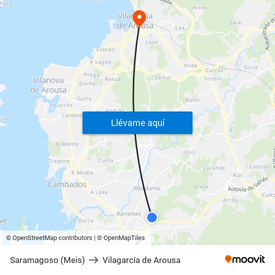 Saramagoso (Meis) to Vilagarcía de Arousa map