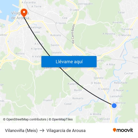 Vilanoviña (Meis) to Vilagarcía de Arousa map