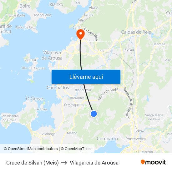 Cruce de Silván (Meis) to Vilagarcía de Arousa map