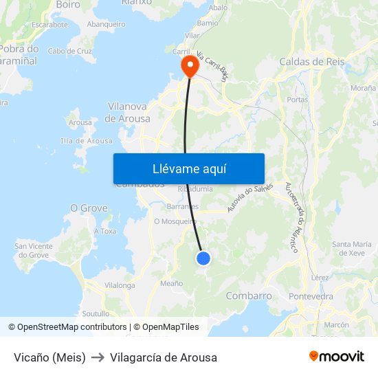 Vicaño (Meis) to Vilagarcía de Arousa map