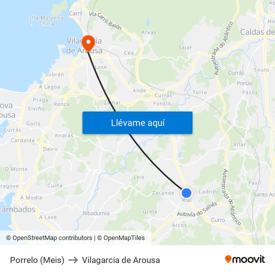 Porrelo (Meis) to Vilagarcía de Arousa map