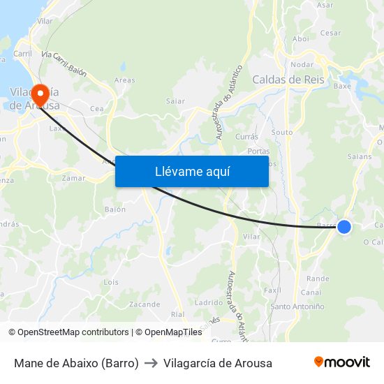 Mane de Abaixo (Barro) to Vilagarcía de Arousa map