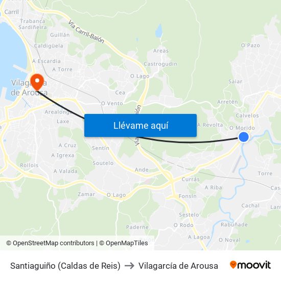 Santiaguiño (Caldas de Reis) to Vilagarcía de Arousa map