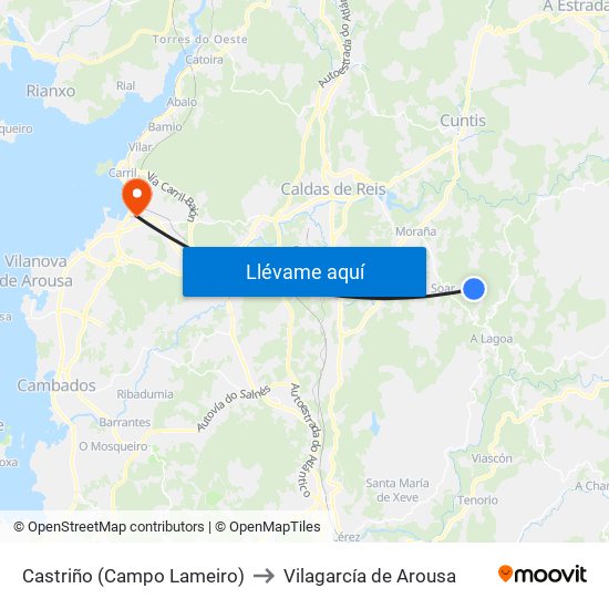 Castriño (Campo Lameiro) to Vilagarcía de Arousa map