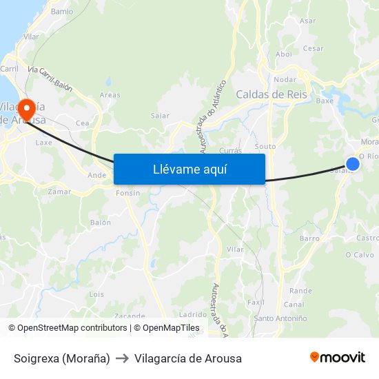 Soigrexa (Moraña) to Vilagarcía de Arousa map