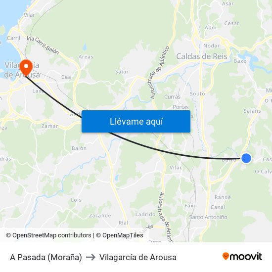 A Pasada (Moraña) to Vilagarcía de Arousa map