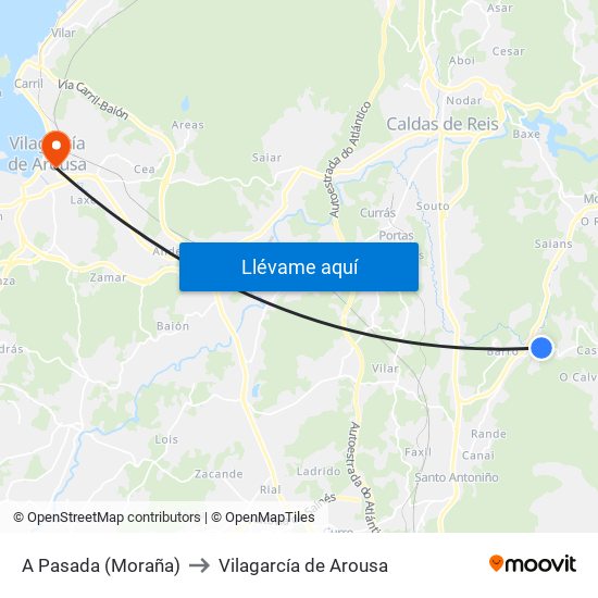 A Pasada (Moraña) to Vilagarcía de Arousa map