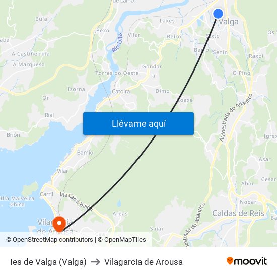 Ies de Valga (Valga) to Vilagarcía de Arousa map