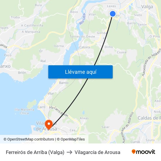 Ferreirós de Arriba (Valga) to Vilagarcía de Arousa map