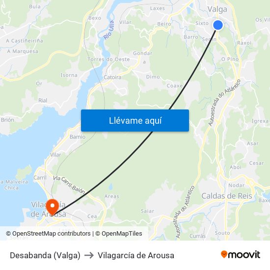 Desabanda (Valga) to Vilagarcía de Arousa map