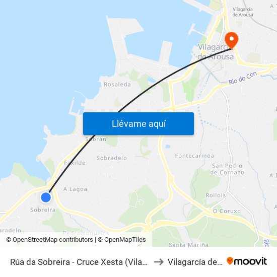 Rúa da Sobreira - Cruce Xesta (Vilagarcía de Arousa) to Vilagarcía de Arousa map