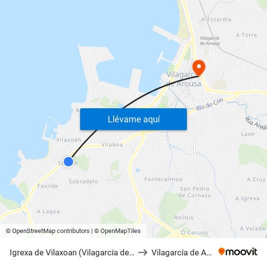 Igrexa de Vilaxoan (Vilagarcía de Arousa) to Vilagarcía de Arousa map