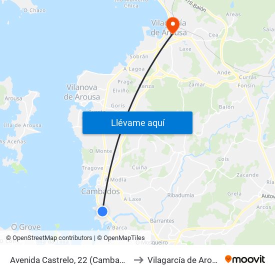 Avenida Castrelo, 22 (Cambados) to Vilagarcía de Arousa map