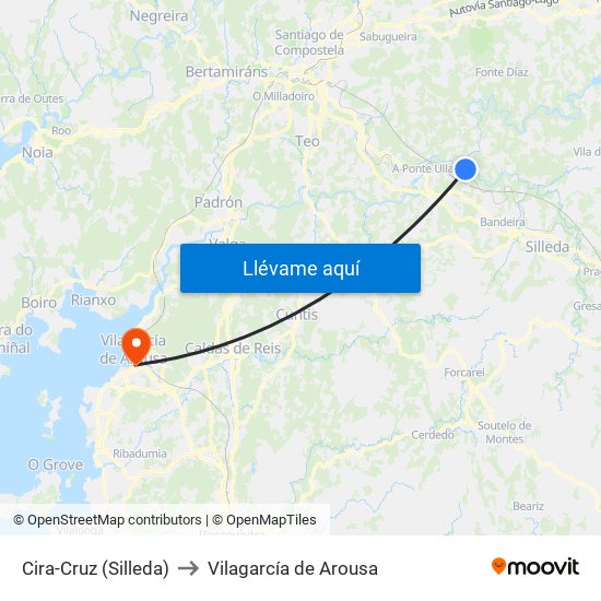 Cira-Cruz (Silleda) to Vilagarcía de Arousa map