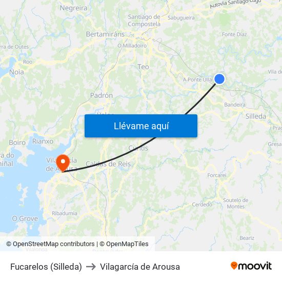Fucarelos (Silleda) to Vilagarcía de Arousa map