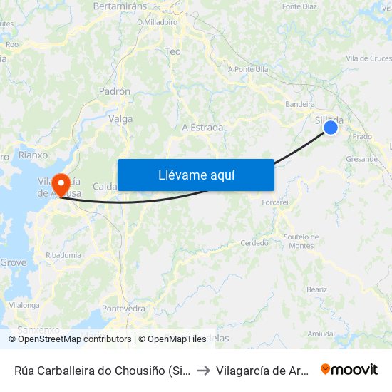 Rúa Carballeira do Chousiño (Silleda) to Vilagarcía de Arousa map