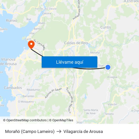 Morañó (Campo Lameiro) to Vilagarcía de Arousa map