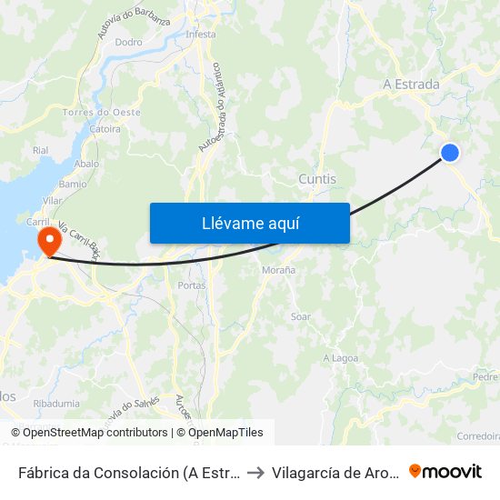 Fábrica da Consolación (A Estrada) to Vilagarcía de Arousa map