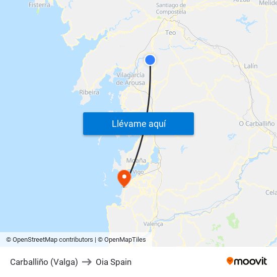 Carballiño (Valga) to Oia Spain map