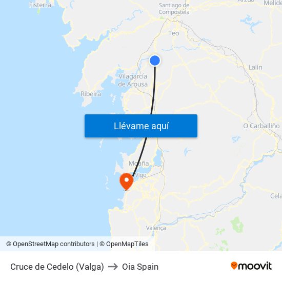 Cruce de Cedelo (Valga) to Oia Spain map