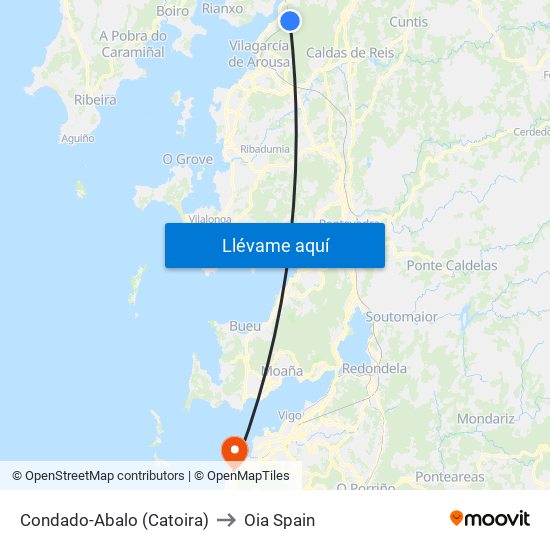 Condado-Abalo (Catoira) to Oia Spain map