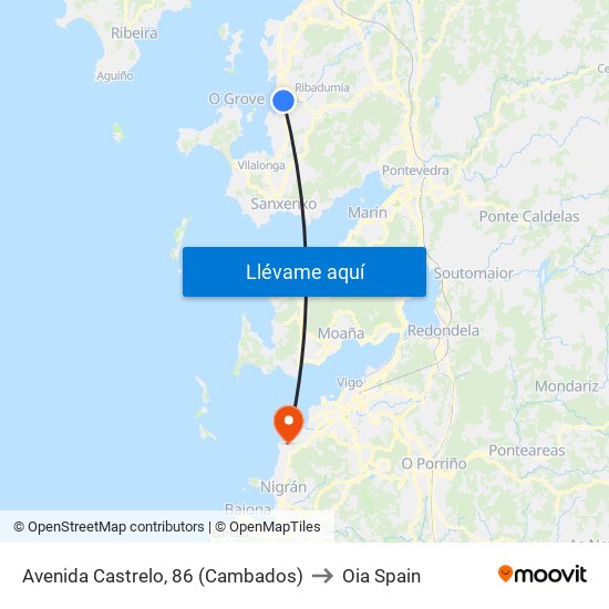 Avenida Castrelo, 86 (Cambados) to Oia Spain map