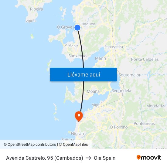 Avenida Castrelo, 95 (Cambados) to Oia Spain map