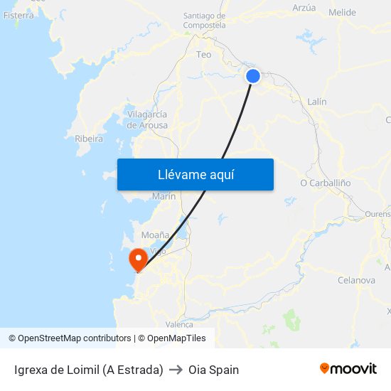 Igrexa de Loimil (A Estrada) to Oia Spain map