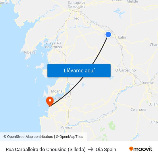 Rúa Carballeira do Chousiño (Silleda) to Oia Spain map
