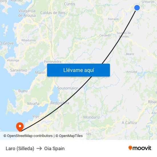Laro (Silleda) to Oia Spain map