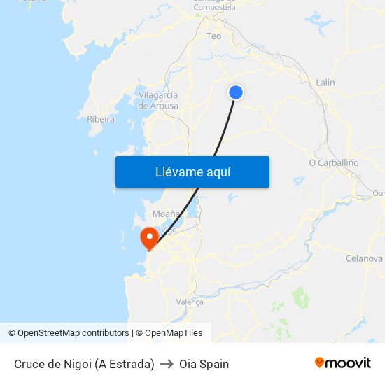 Cruce de Nigoi (A Estrada) to Oia Spain map