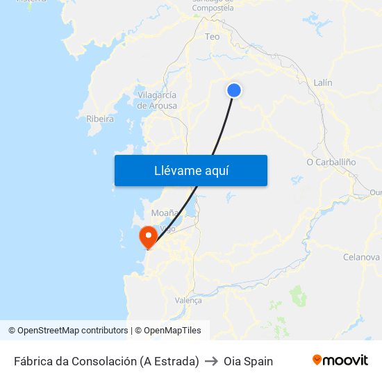 Fábrica da Consolación (A Estrada) to Oia Spain map