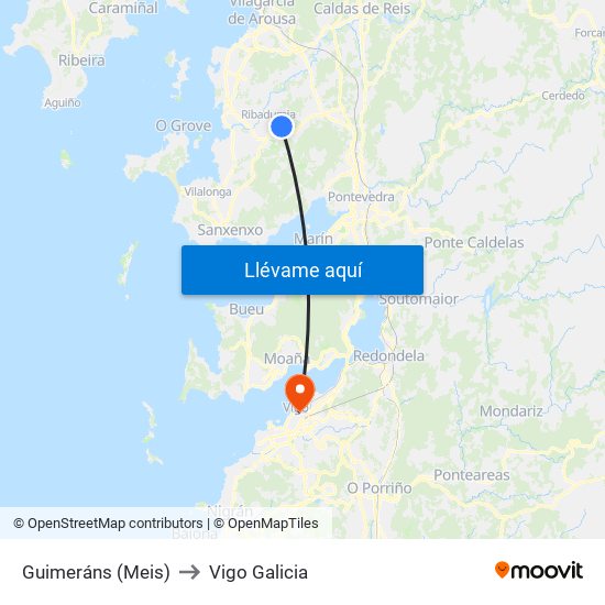 Guimeráns (Meis) to Vigo Galicia map
