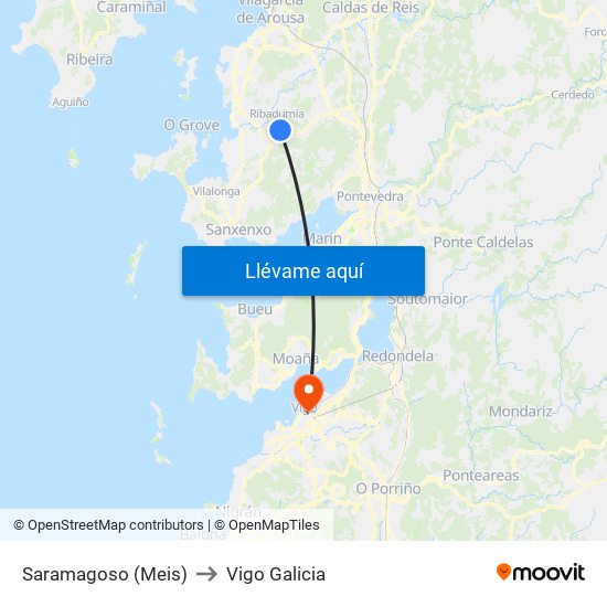 Saramagoso (Meis) to Vigo Galicia map