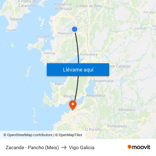 Zacande - Pancho (Meis) to Vigo Galicia map
