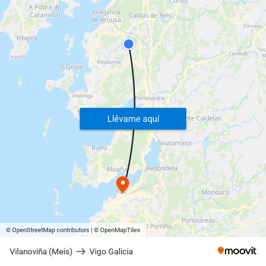 Vilanoviña (Meis) to Vigo Galicia map