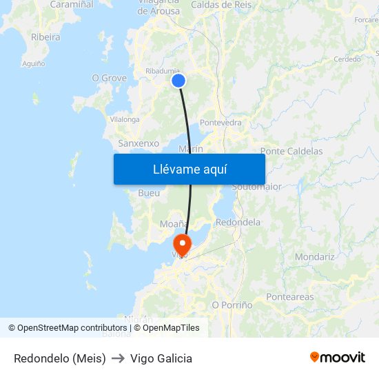 Redondelo (Meis) to Vigo Galicia map