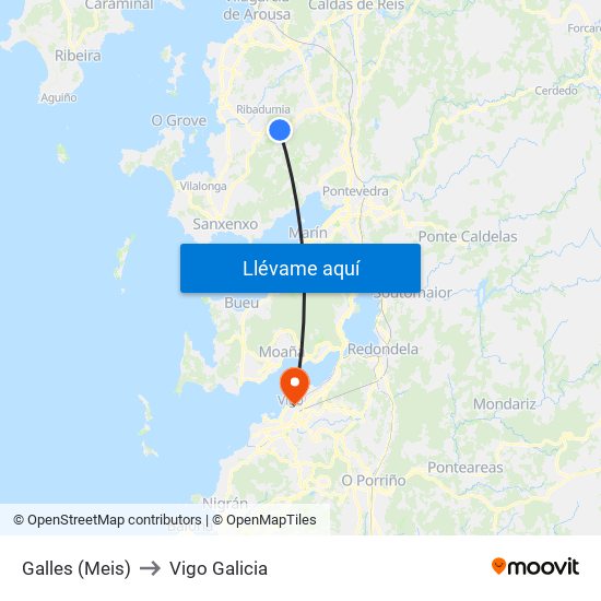 Galles (Meis) to Vigo Galicia map