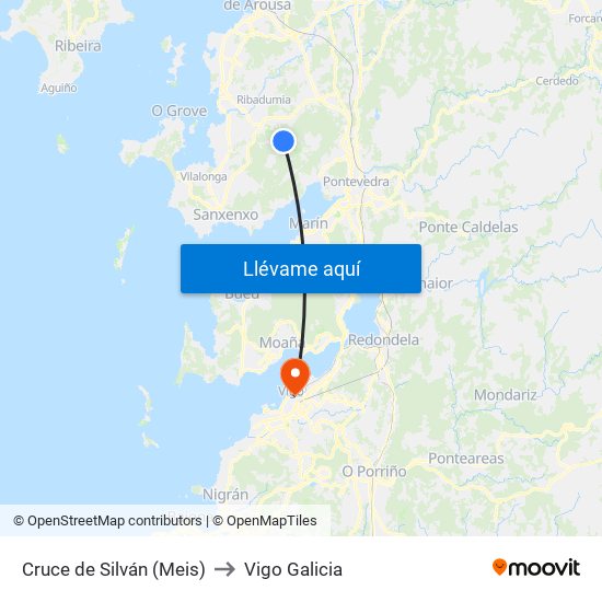 Cruce de Silván (Meis) to Vigo Galicia map