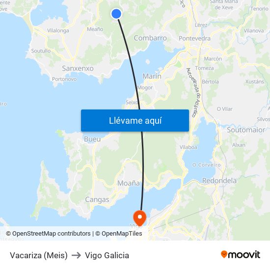 Vacariza (Meis) to Vigo Galicia map