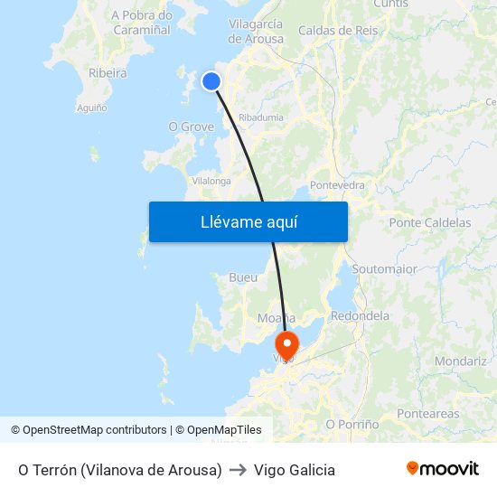 O Terrón (Vilanova de Arousa) to Vigo Galicia map