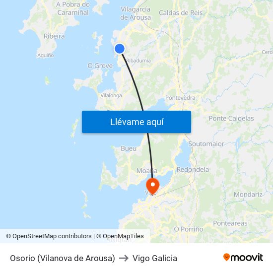 Osorio (Vilanova de Arousa) to Vigo Galicia map