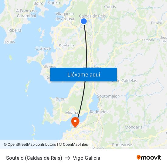 Soutelo (Caldas de Reis) to Vigo Galicia map