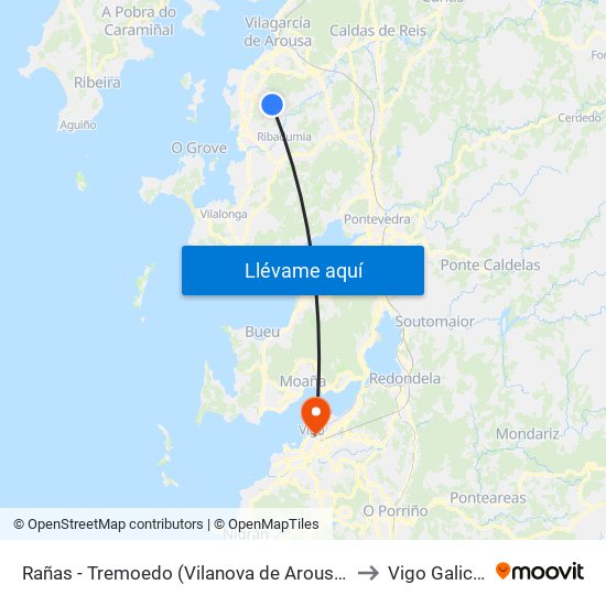 Rañas - Tremoedo (Vilanova de Arousa) to Vigo Galicia map
