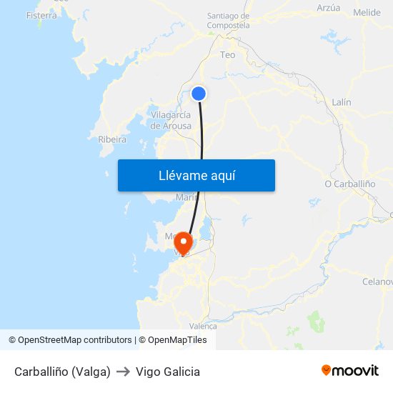 Carballiño (Valga) to Vigo Galicia map
