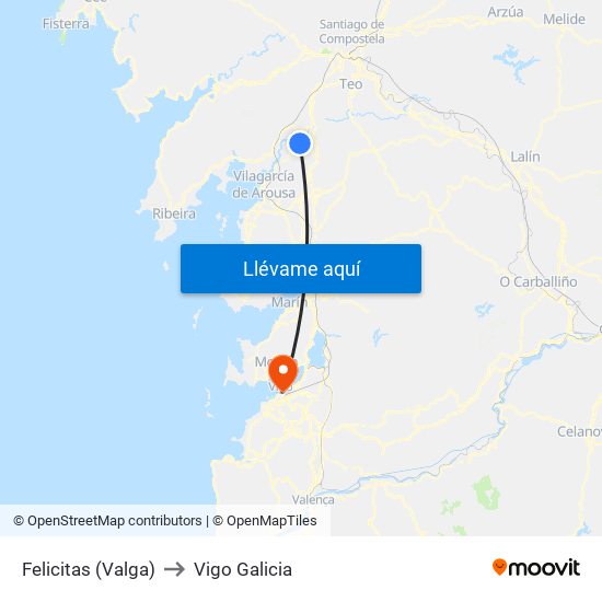 Felicitas (Valga) to Vigo Galicia map